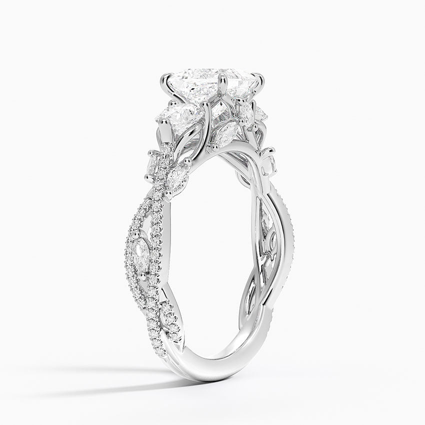 Luxe Secret Garden Three Stone Diamond Ring (1 ct. tw.) Platinum Princess Engagement Ring