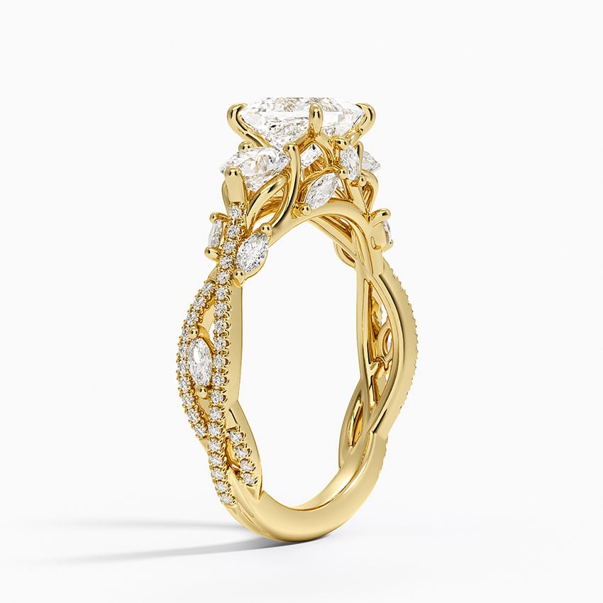 Luxe Secret Garden Three Stone Diamond Ring (1 ct. tw.) Yellow Gold 18k Princess Engagement Ring