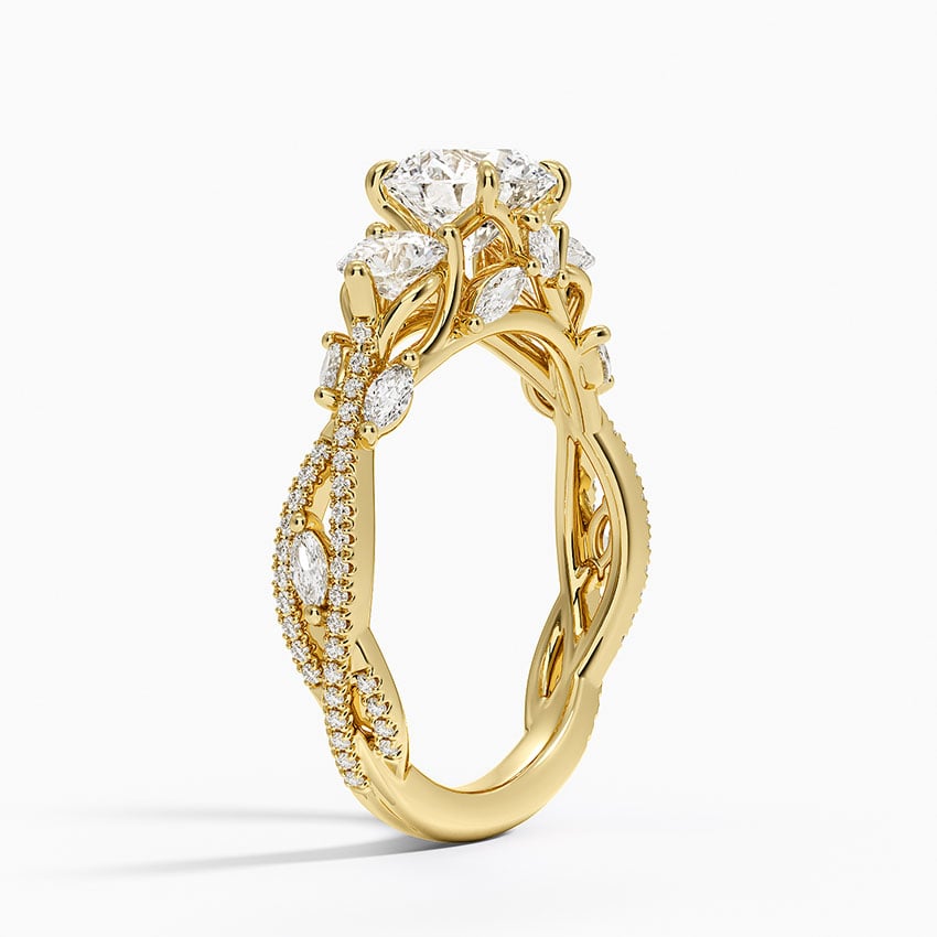 Luxe Secret Garden Three Stone Diamond Ring (1 ct. tw.) Yellow Gold 18k Round Engagement Ring