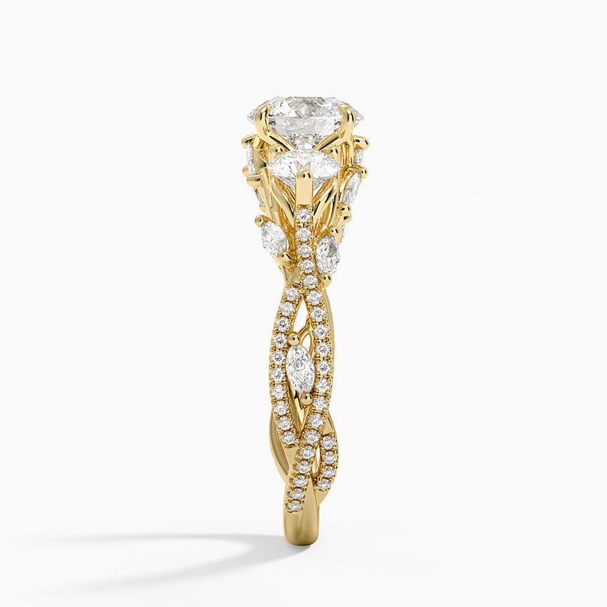 Luxe Secret Garden Three Stone Diamond Ring (1 ct. tw.) Yellow Gold 18k Round Engagement Ring