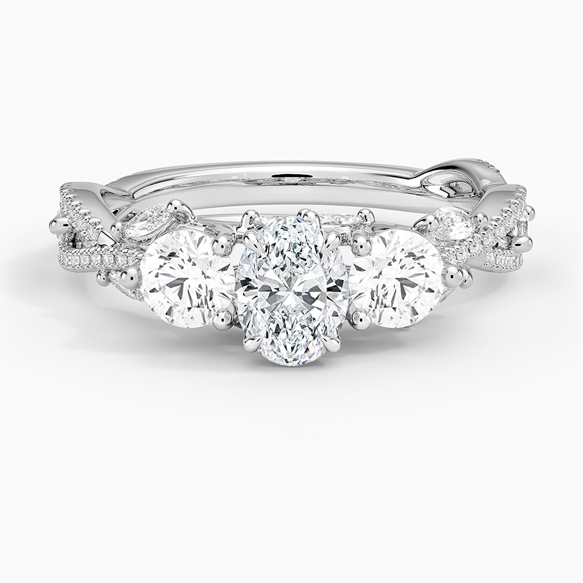 Luxe Secret Garden Three Stone Diamond Ring (1 ct. tw.) Platinum Oval Engagement Ring