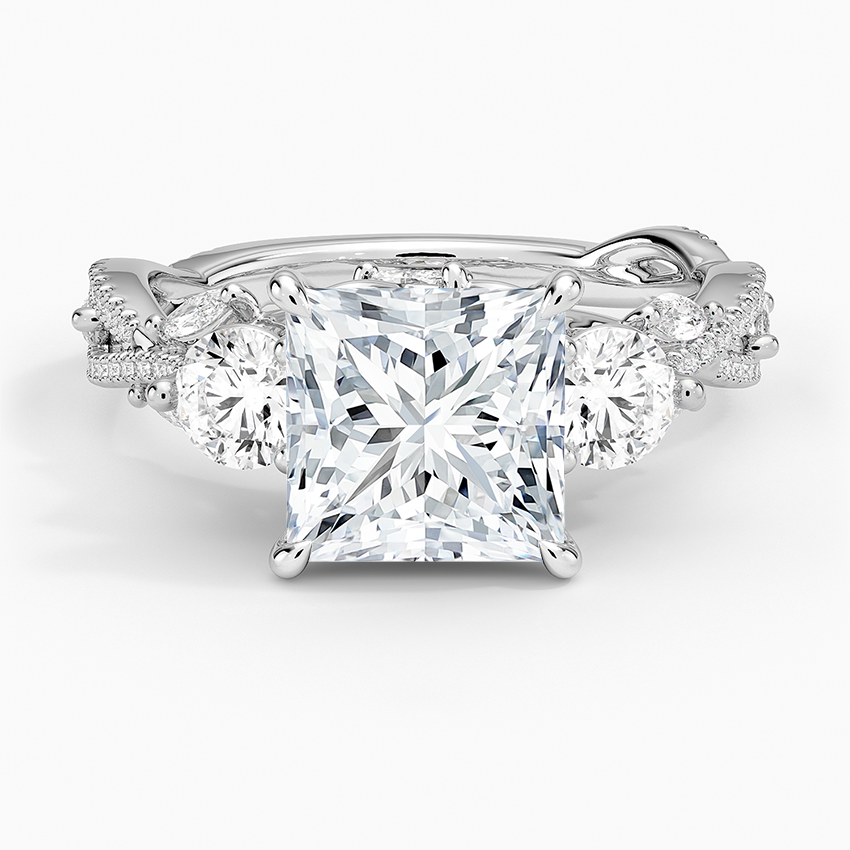 Luxe Secret Garden Three Stone Diamond Ring (1 ct. tw.) Platinum Princess Engagement Ring