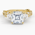 Luxe Secret Garden Three Stone Diamond Ring (1 ct. tw.) Yellow Gold 18k Asscher Engagement Ring