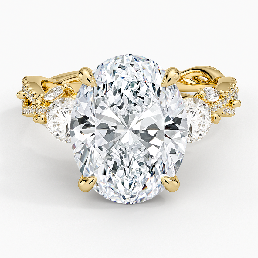 Luxe Secret Garden Three Stone Diamond Ring (1 ct. tw.) Yellow Gold 18k Oval Engagement Ring