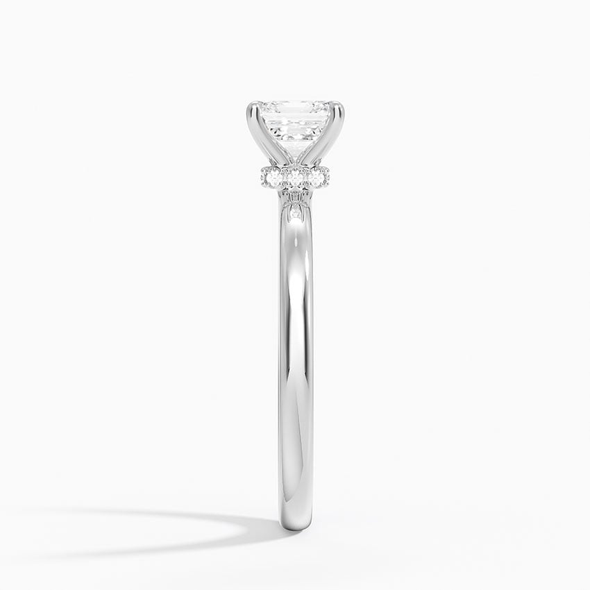 Secret Halo 2mm Diamond Ring Platinum Asscher Engagement Ring