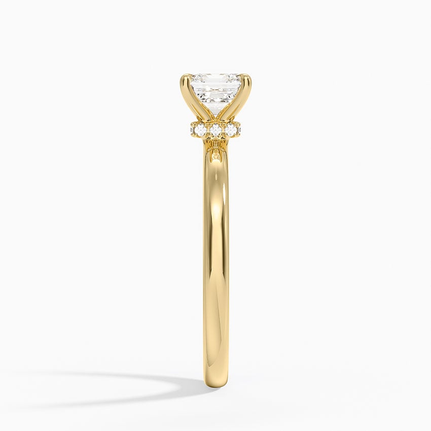 Secret Halo 2mm Diamond Ring Yellow Gold 18k Asscher Engagement Ring