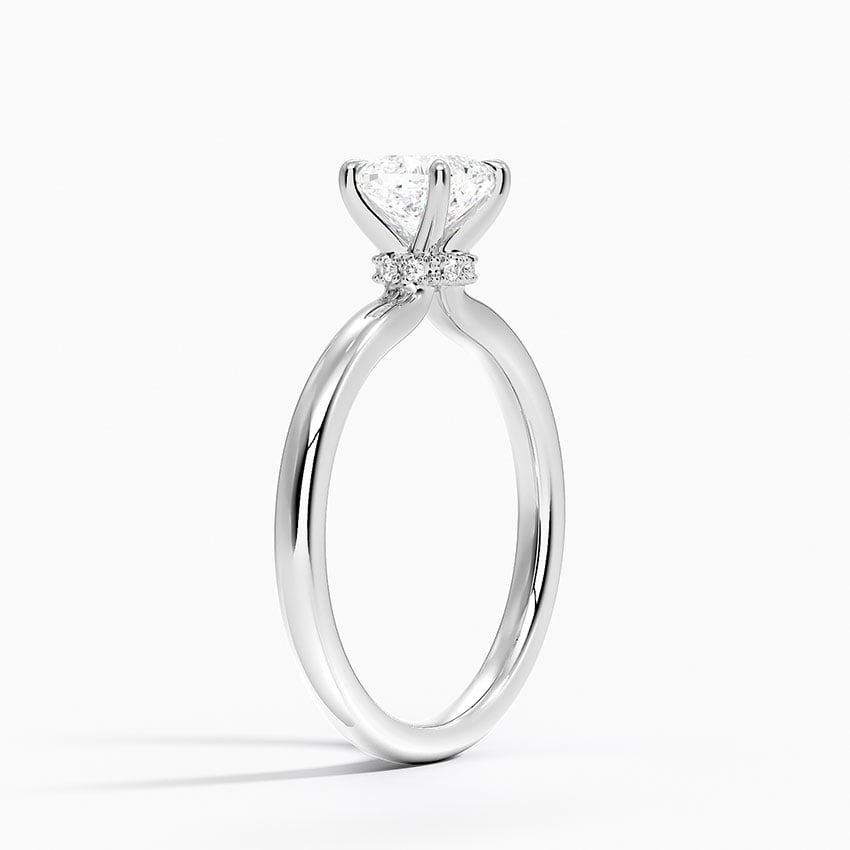 Secret Halo 2mm Diamond Ring Platinum Cushion Engagement Ring