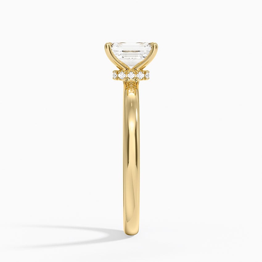 Secret Halo 2mm Diamond Ring Yellow Gold 18k Emerald Engagement Ring