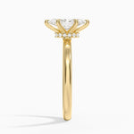 Secret Halo 2mm Diamond Ring Yellow Gold 18k Marquise Engagement Ring