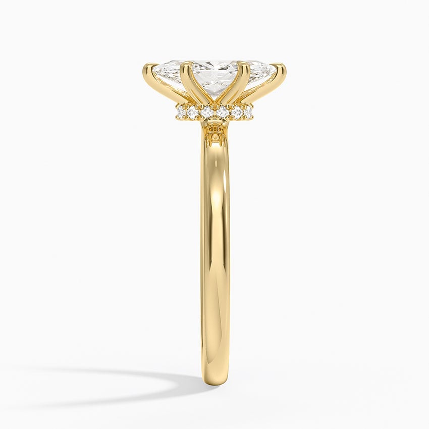 Secret Halo 2mm Diamond Ring Yellow Gold 18k Marquise Engagement Ring
