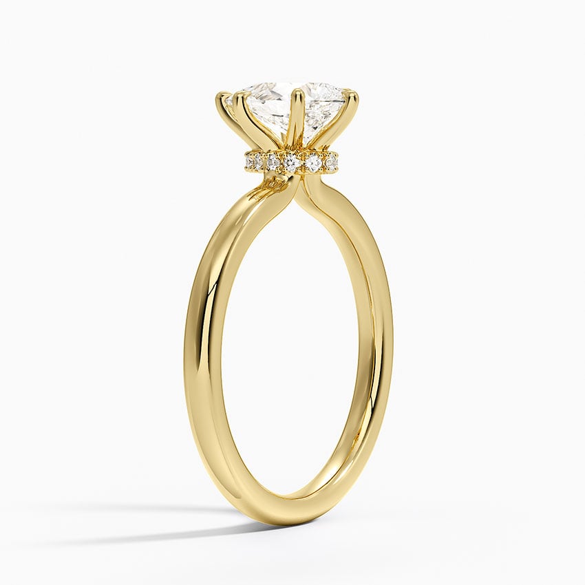 Secret Halo 2mm Diamond Ring Yellow Gold 18k Pear Engagement Ring