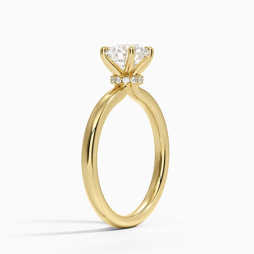 Secret Halo 2mm Diamond Ring Yellow Gold 18k Round Engagement Ring