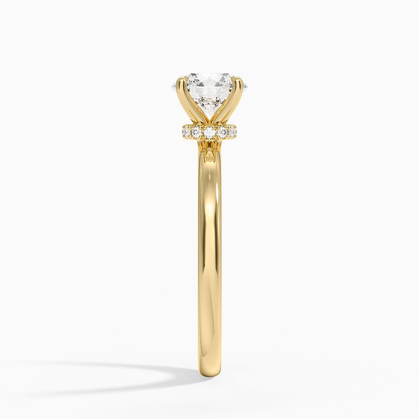 Secret Halo 2mm Diamond Ring Yellow Gold 18k Round Engagement Ring