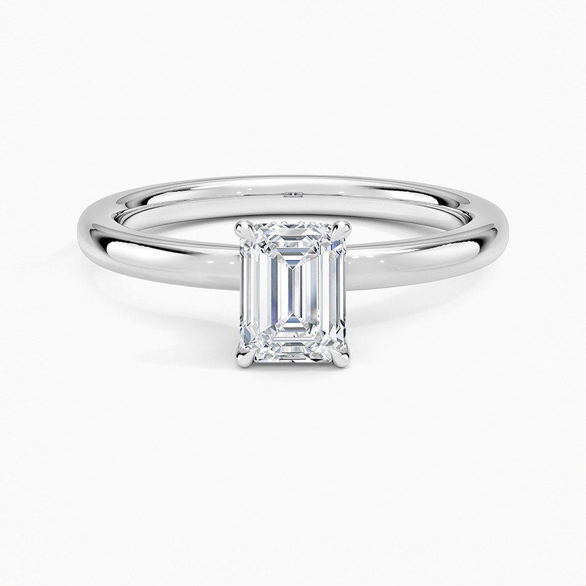 Secret Halo 2mm Diamond Ring Platinum Emerald Engagement Ring