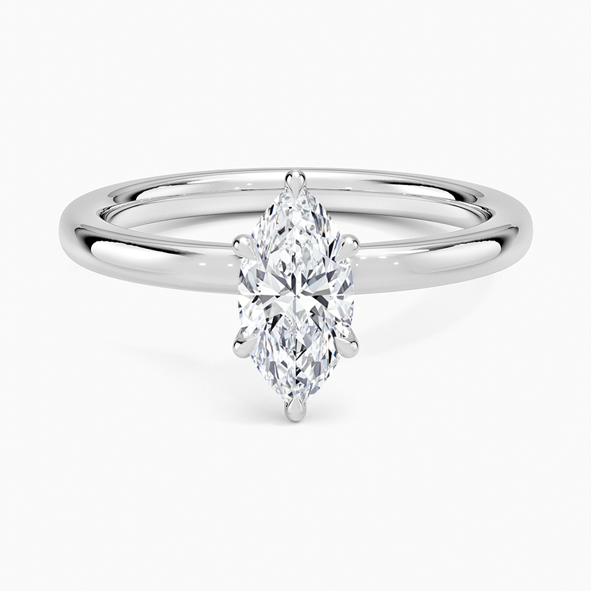 Secret Halo 2mm Diamond Ring Platinum Marquise Engagement Ring