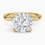 Secret Halo 2mm Diamond Ring Yellow Gold 18k Cushion Engagement Ring