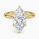 Secret Halo 2mm Diamond Ring Yellow Gold 18k Marquise Engagement Ring