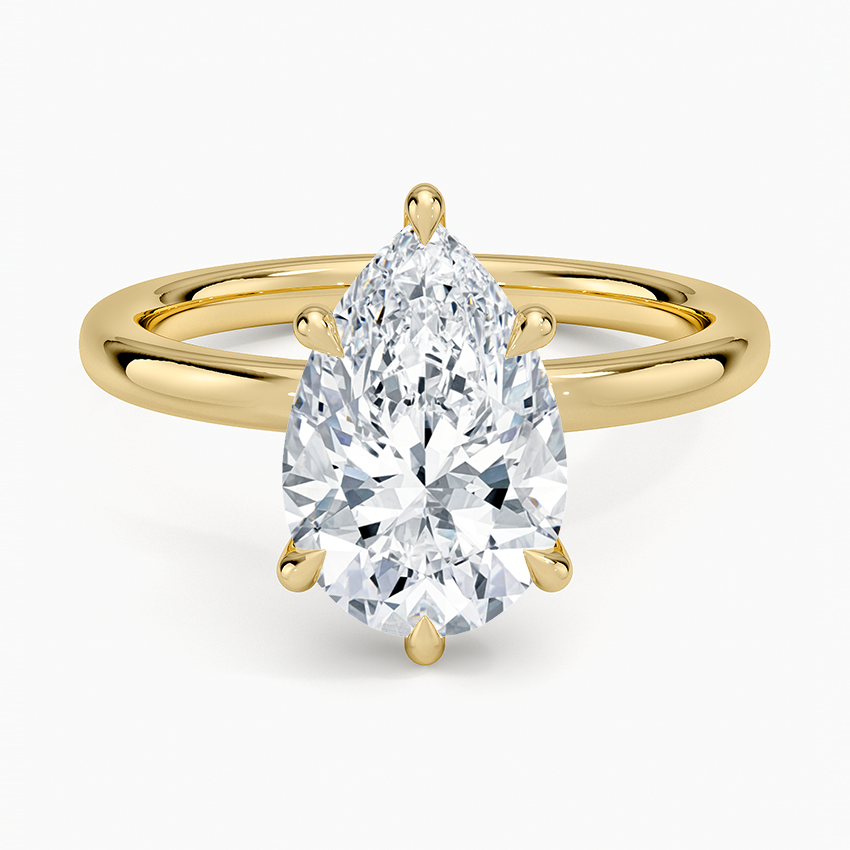 Secret Halo 2mm Diamond Ring Yellow Gold 18k Pear Engagement Ring