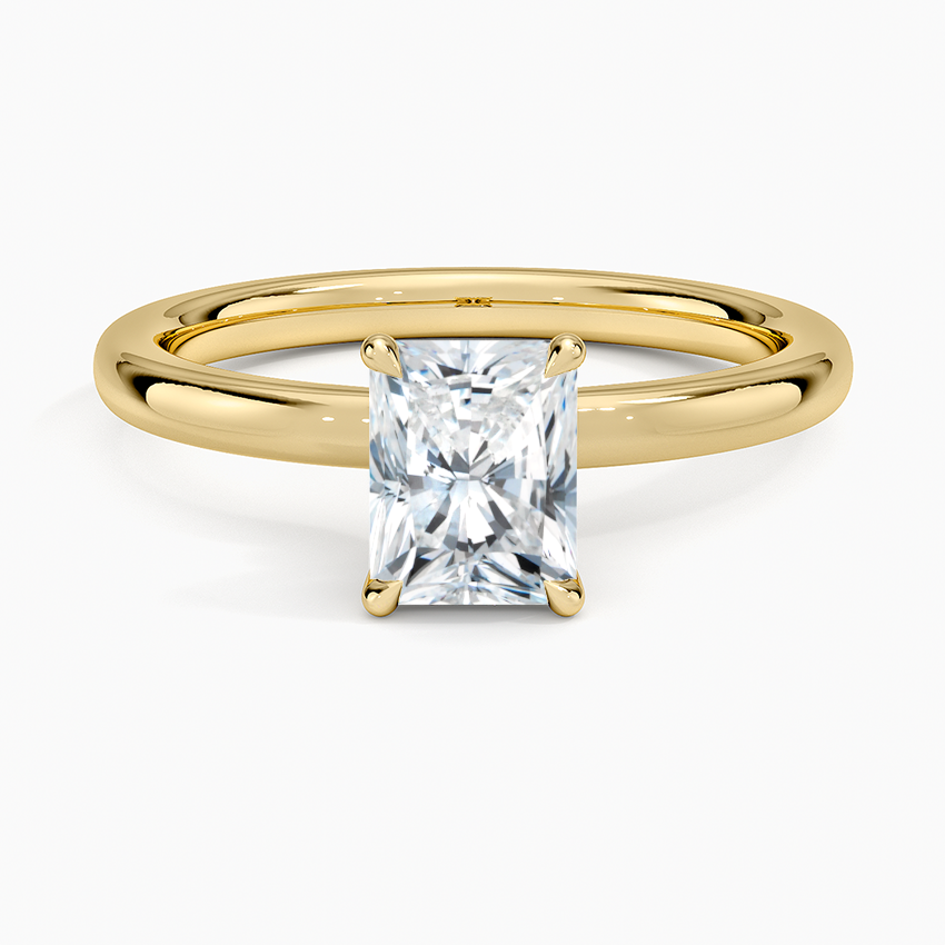 Secret Halo 2mm Diamond Ring Yellow Gold 18k Radiant Engagement Ring
