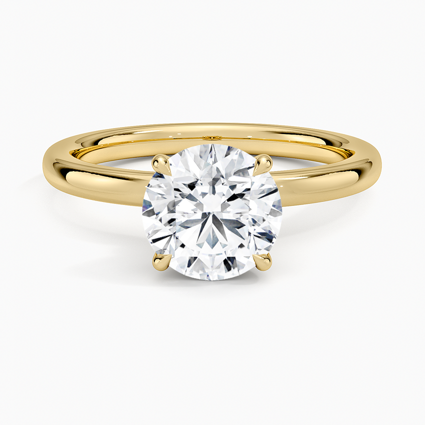 Secret Halo 2mm Diamond Ring Yellow Gold 18k Round Engagement Ring