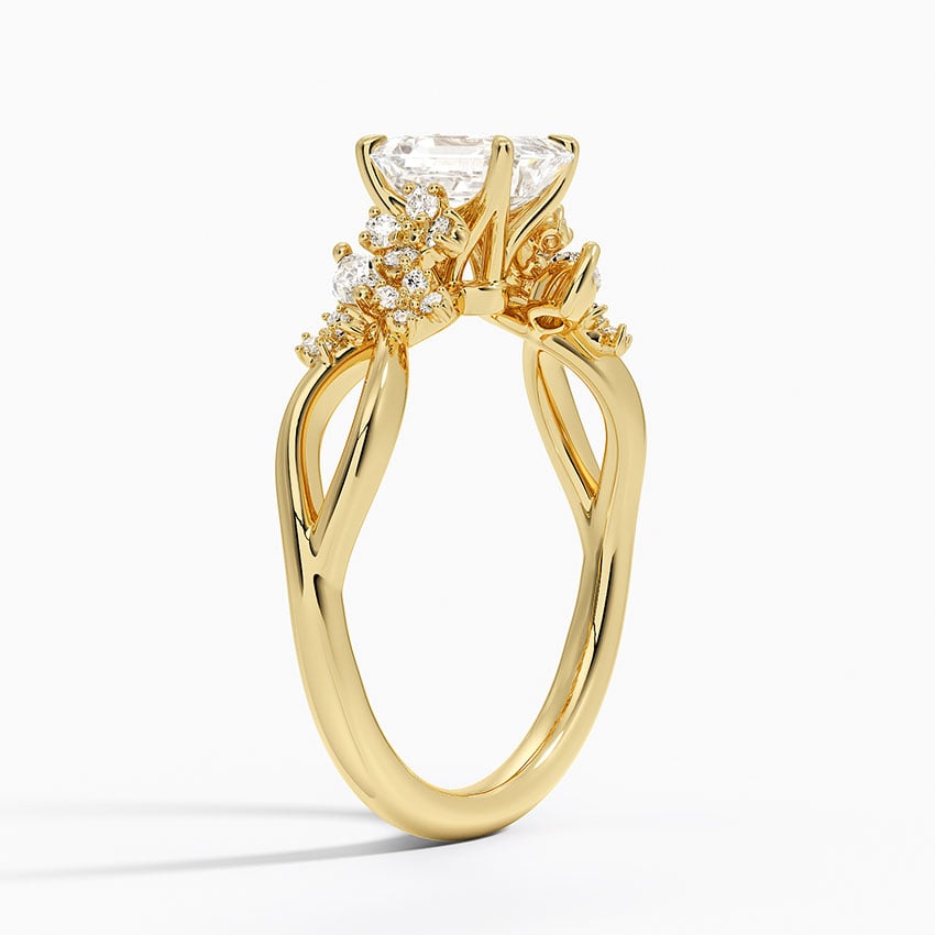 Summer Blossom Diamond Ring (1/4 ct. tw.) Yellow Gold 18k Emerald Engagement Ring