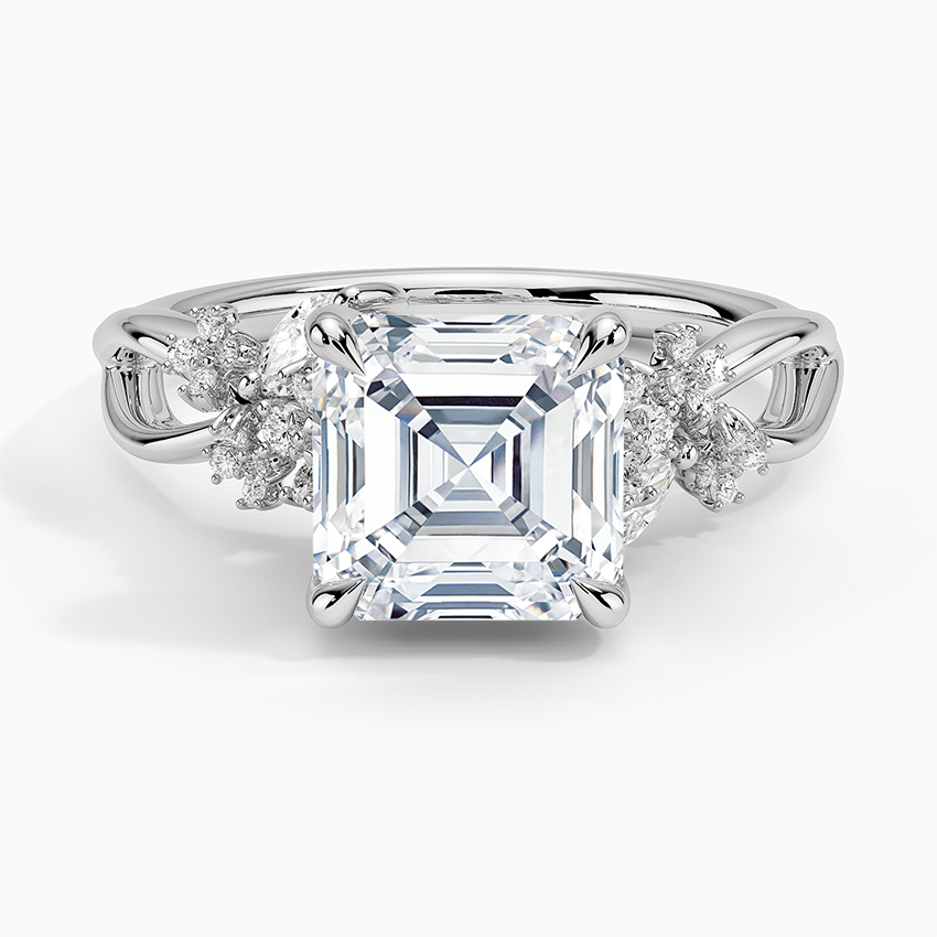 Summer Blossom Diamond Ring (1/4 ct. tw.) Platinum Asscher Engagement Ring