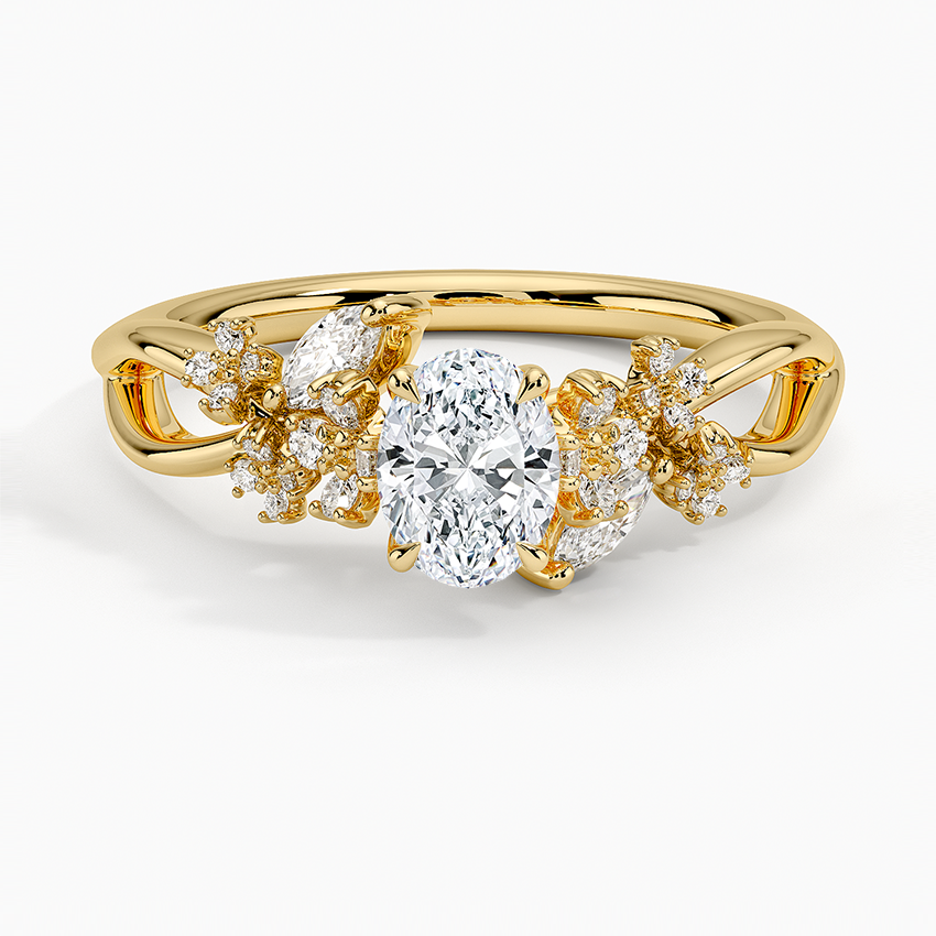 Summer Blossom Diamond Ring (1/4 ct. tw.) Yellow Gold 18k Oval Engagement Ring