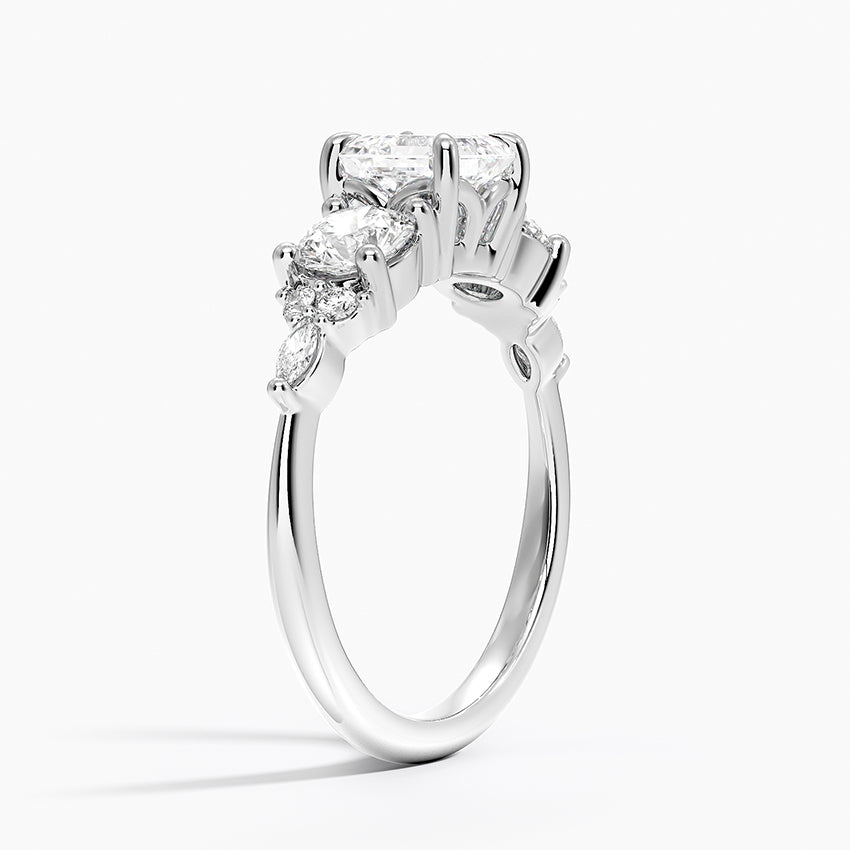 Luxe Nadia Three Stone Diamond Ring Platinum Asscher Engagement Ring