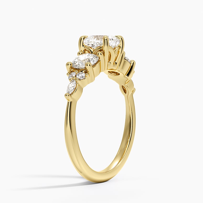 Luxe Nadia Three Stone Diamond Ring Yellow Gold 18k Cushion Engagement Ring