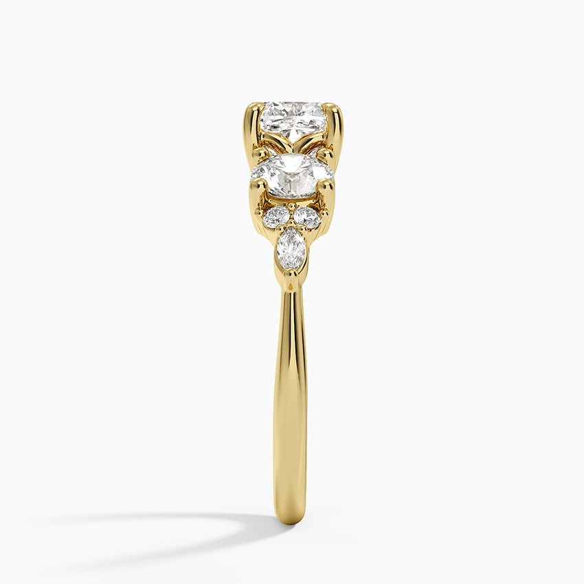 Luxe Nadia Three Stone Diamond Ring Yellow Gold 18k Cushion Engagement Ring