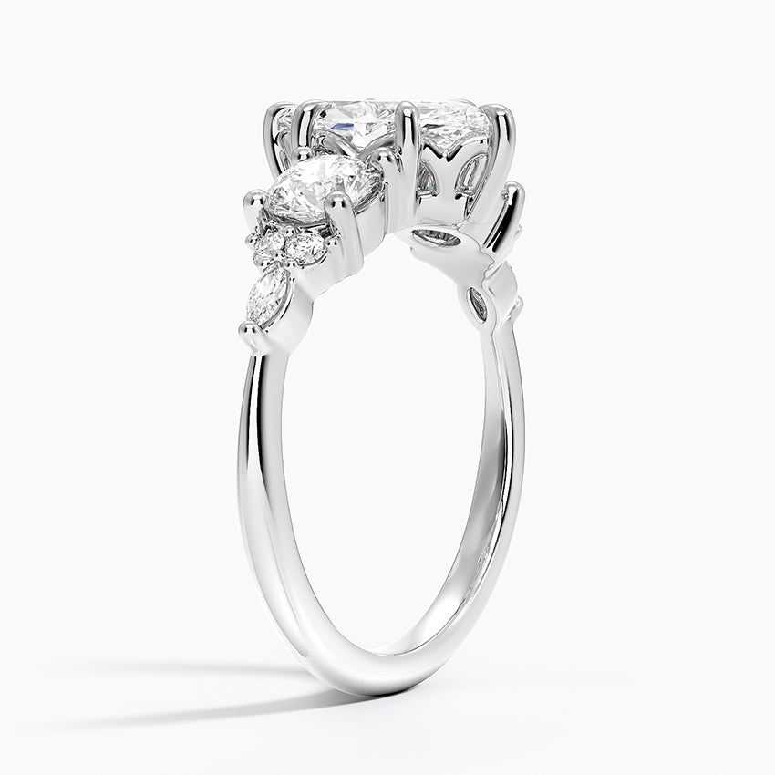 Luxe Nadia Three Stone Diamond Ring Platinum Marquise Engagement Ring