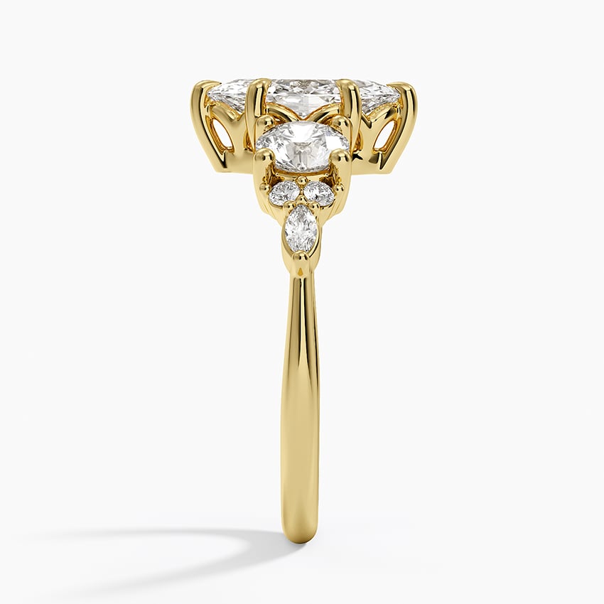 Luxe Nadia Three Stone Diamond Ring Yellow Gold 18k Marquise Engagement Ring