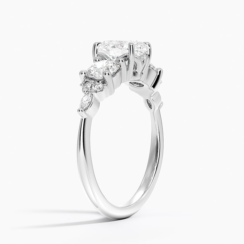 Luxe Nadia Three Stone Diamond Ring Platinum Oval Engagement Ring
