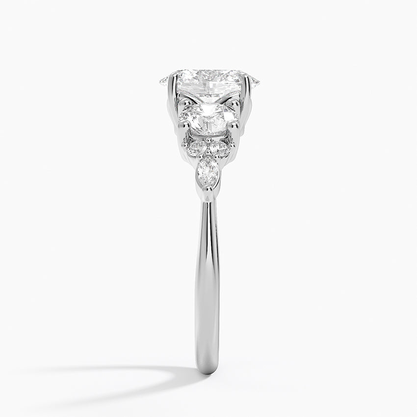 Luxe Nadia Three Stone Diamond Ring Platinum Oval Engagement Ring
