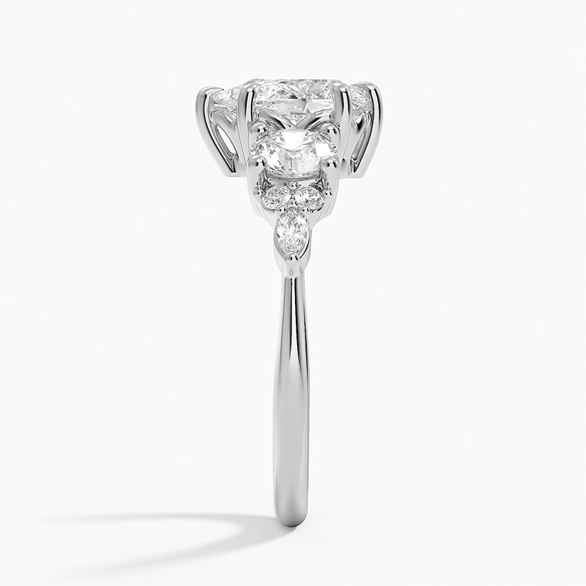 Luxe Nadia Three Stone Diamond Ring Platinum Pear Engagement Ring