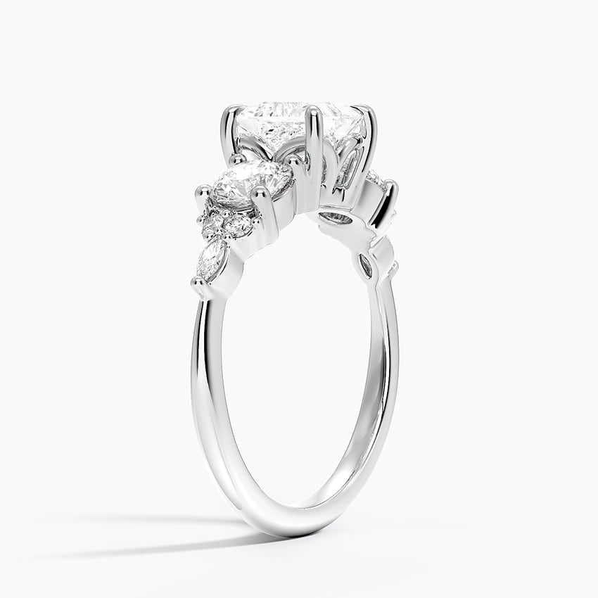 Luxe Nadia Three Stone Diamond Ring Platinum Princess Engagement Ring