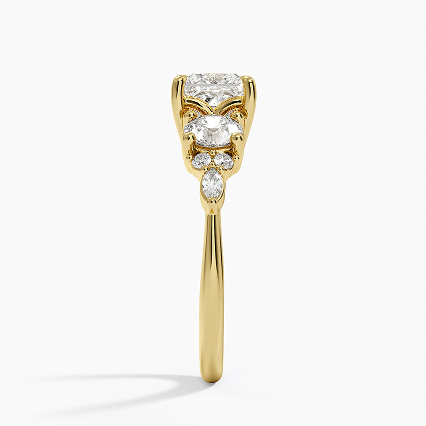 Luxe Nadia Three Stone Diamond Ring Yellow Gold 18k Princess Engagement Ring