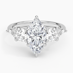 Luxe Nadia Three Stone Diamond Ring Platinum Marquise Engagement Ring