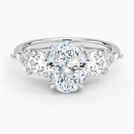 Luxe Nadia Three Stone Diamond Ring Platinum Oval Engagement Ring
