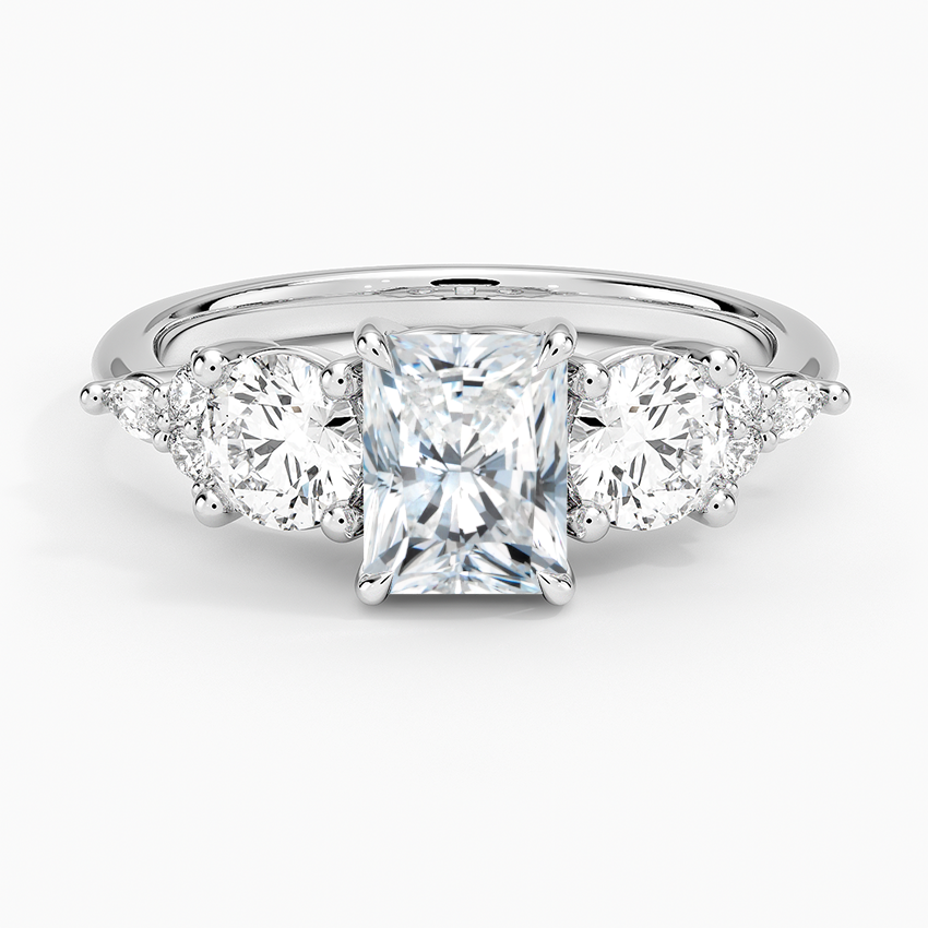 Luxe Nadia Three Stone Diamond Ring Platinum Radiant Engagement Ring
