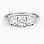 Luxe Nadia Three Stone Diamond Ring Platinum Round Engagement Ring