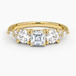 Luxe Nadia Three Stone Diamond Ring Yellow Gold 18k Asscher Engagement Ring