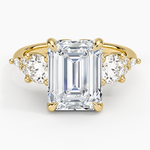 Luxe Nadia Three Stone Diamond Ring Yellow Gold 18k Emerald Engagement Ring