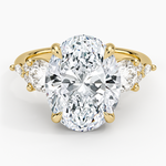 Luxe Nadia Three Stone Diamond Ring Yellow Gold 18k Oval Engagement Ring