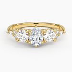 Luxe Nadia Three Stone Diamond Ring Yellow Gold 18k Pear Engagement Ring