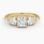 Luxe Nadia Three Stone Diamond Ring Yellow Gold 18k Princess Engagement Ring
