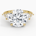 Luxe Nadia Three Stone Diamond Ring Yellow Gold 18k Round Engagement Ring