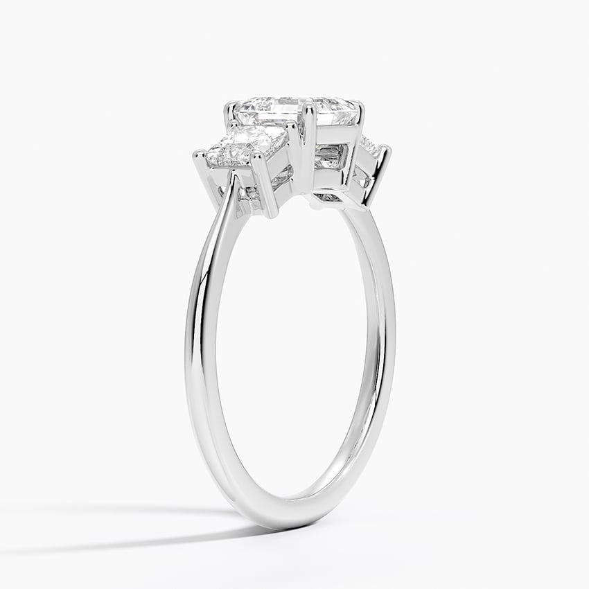 Princess Cut Three Stone Diamond Ring Platinum Asscher Engagement Ring