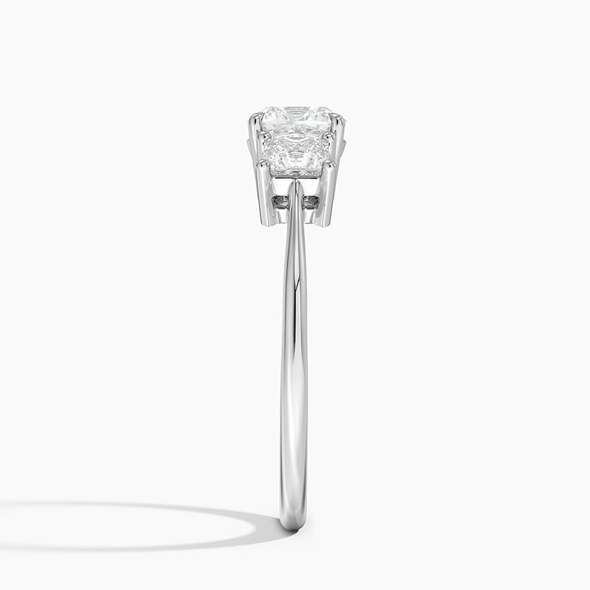 Princess Cut Three Stone Diamond Ring Platinum Cushion Engagement Ring