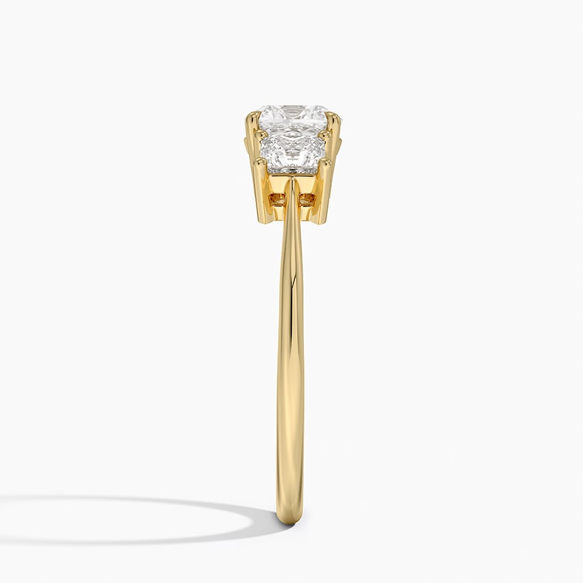 Princess Cut Three Stone Diamond Ring Yellow Gold 18k Cushion Engagement Ring